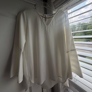 Calvin Klein Cream Asymmetrical Blouse